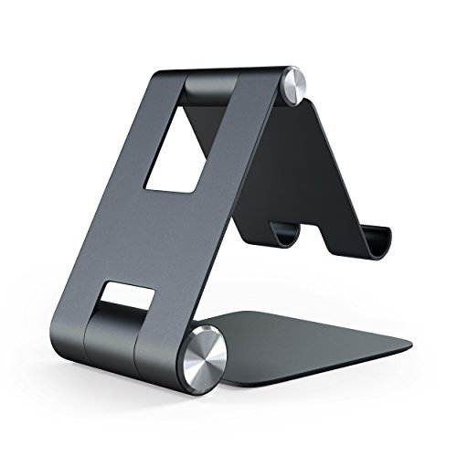 Satechi R1 Aluminum Multi-Angle Foldable Tablet Stand - Compatible with 2020 iPad Pro, iPhone 11 Pro Max/11 Pro, XS Max/XS/XR/X, SE/8 Plus/8, Samsung S20 Plus Ultra/S10 (Silver)