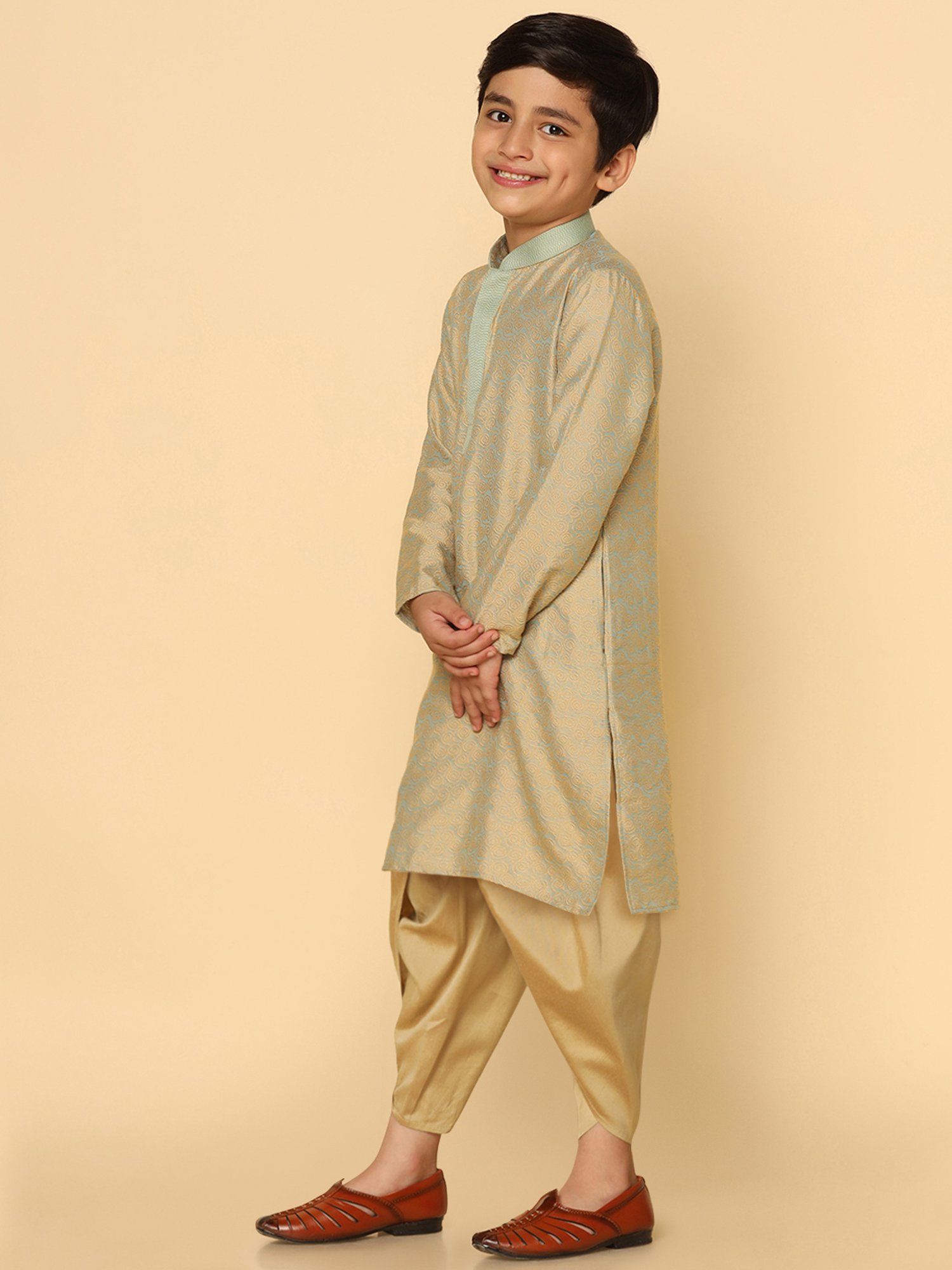 KISAH Kids Multicolor Printed Full Sleeves Kurta with Dhoti