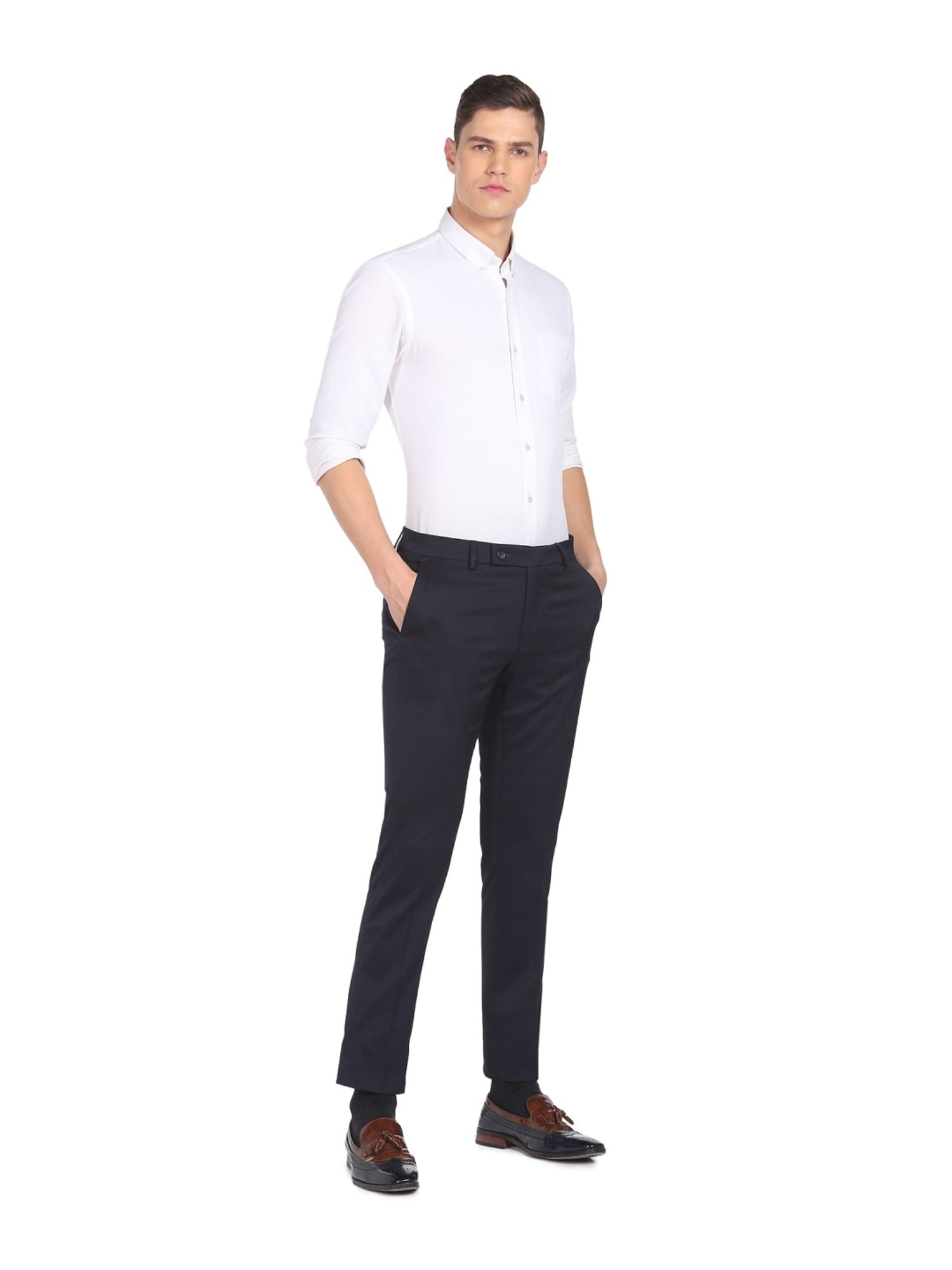Arrow Blue Regular Fit Trousers