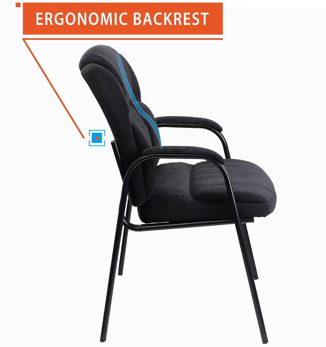 Upholstered Guest Chair with Padded Arm Rest for Reception Meeting Conference and Waiting Room Side Office Home Black
