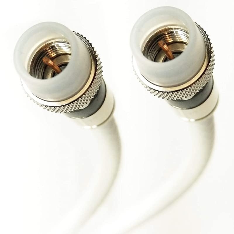 185ft WHITE MADE IN USA TRI-SHIELD 18AWG 75 Ohm FIRE RETARDANT CMR COMMERCIAL RATED RG6 COAX CABLE HD ANTENNA WEATHER SEAL BRASS CONNECTORS UL ETL CUT TO ORDER ASSEMBLED IN USA by  INTL