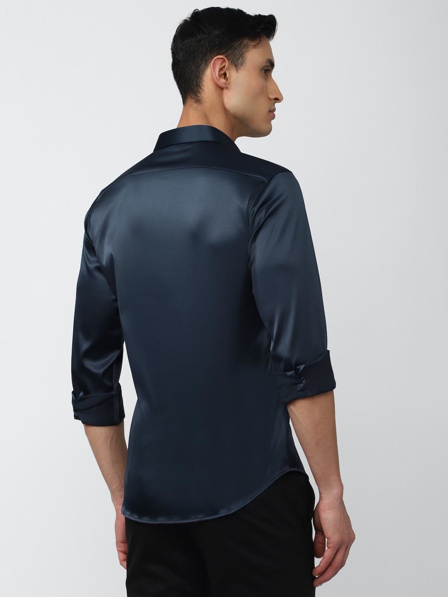 V Dot Navy Slim Fit Shirt