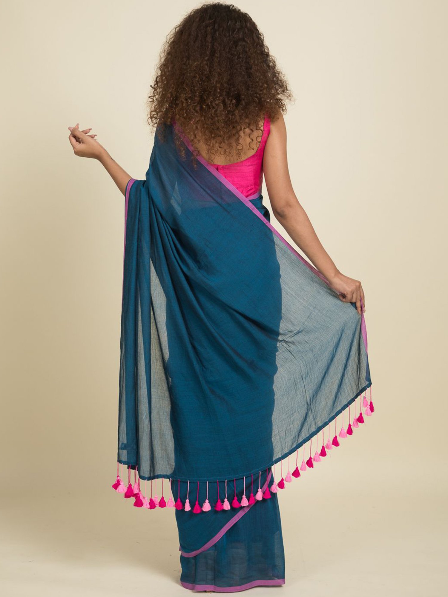 Suta Blue Pure Cotton Saree Without Blouse