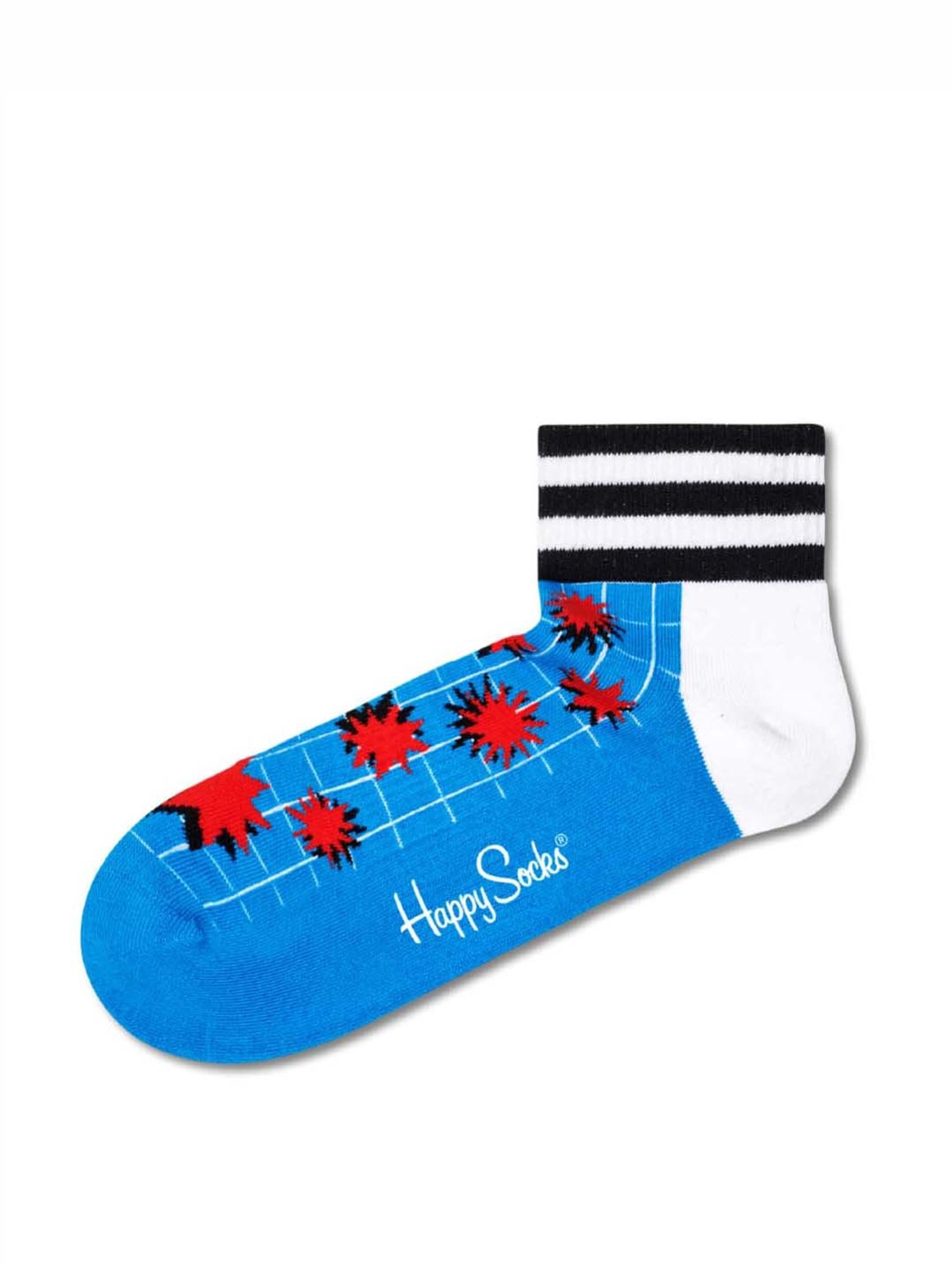Happy Socks Explosion 1/4 Crew Blue Cotton Printed Socks (41-46)