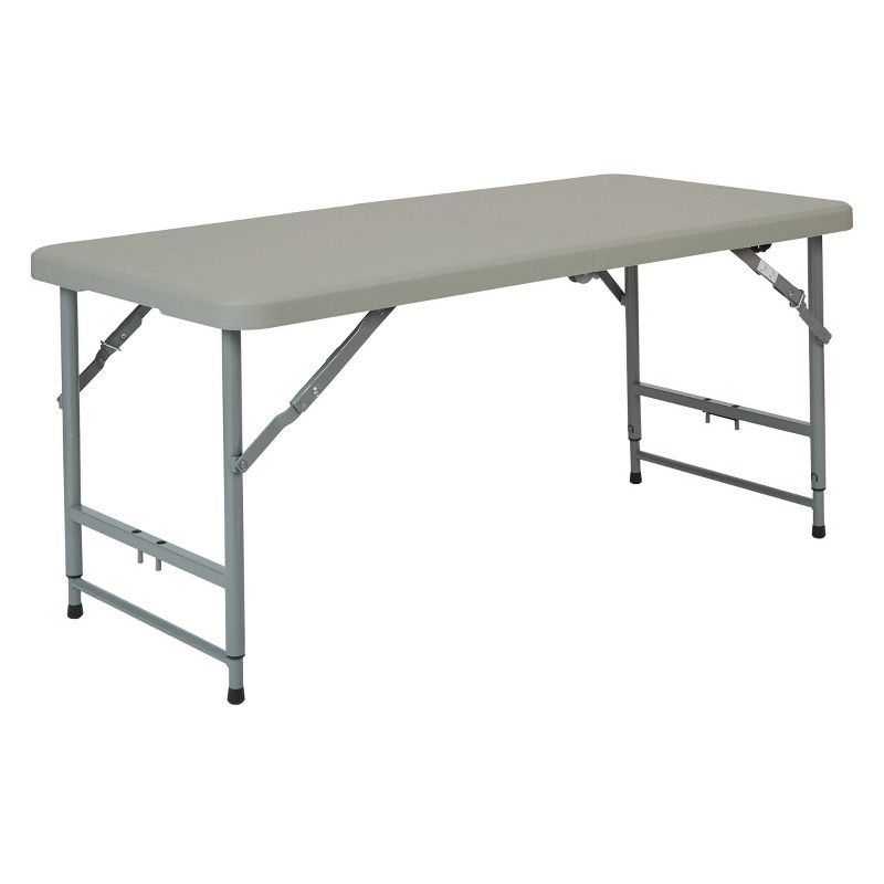 4" Long Height Adjustable Fold in Half Resin Multi Purpose Table Gray - OSP Home Furnishings