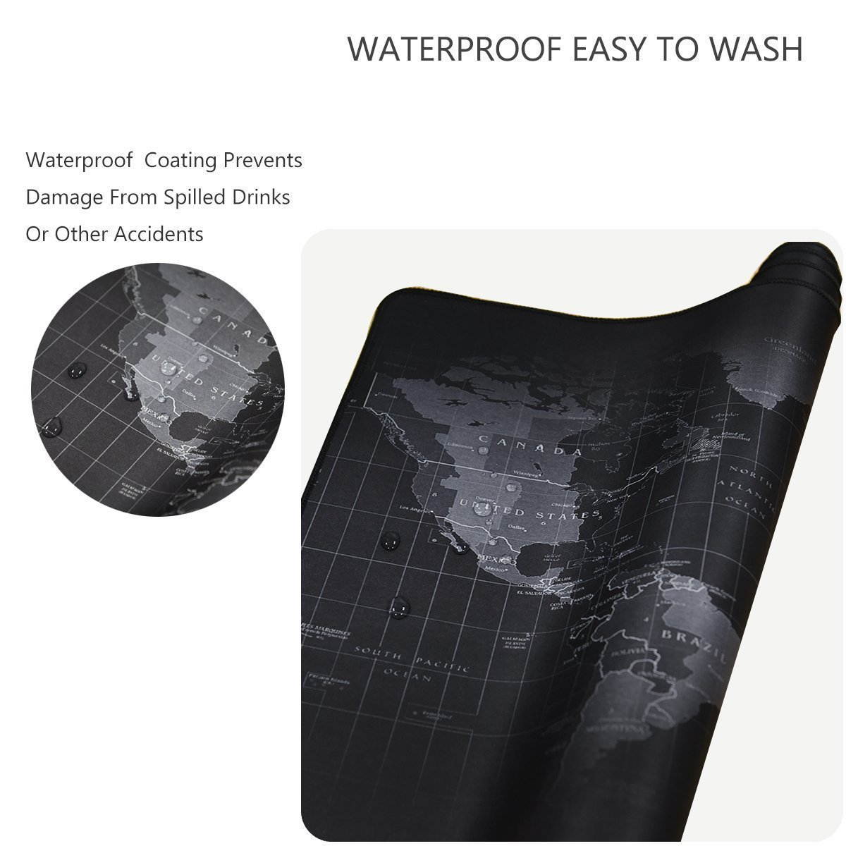 Jansicotek World Map Gaming Mouse Pad Large Size (900x400x2mm/35.5&rdquo;x15.8&rdquo;x0.08") Extended Mouse Mat Water-Resistant Mouse Pads with Non-Slip Rubber Base for Keyboard and Mouse