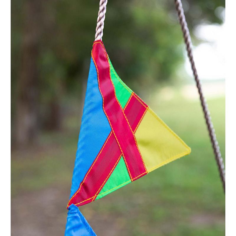 HearthSong Regatta Boat Tree Swing for Kids with Colorful Flags and Mesh Bottom, 47"L x 22"W x 13"H Holds Up To 200 lbs.