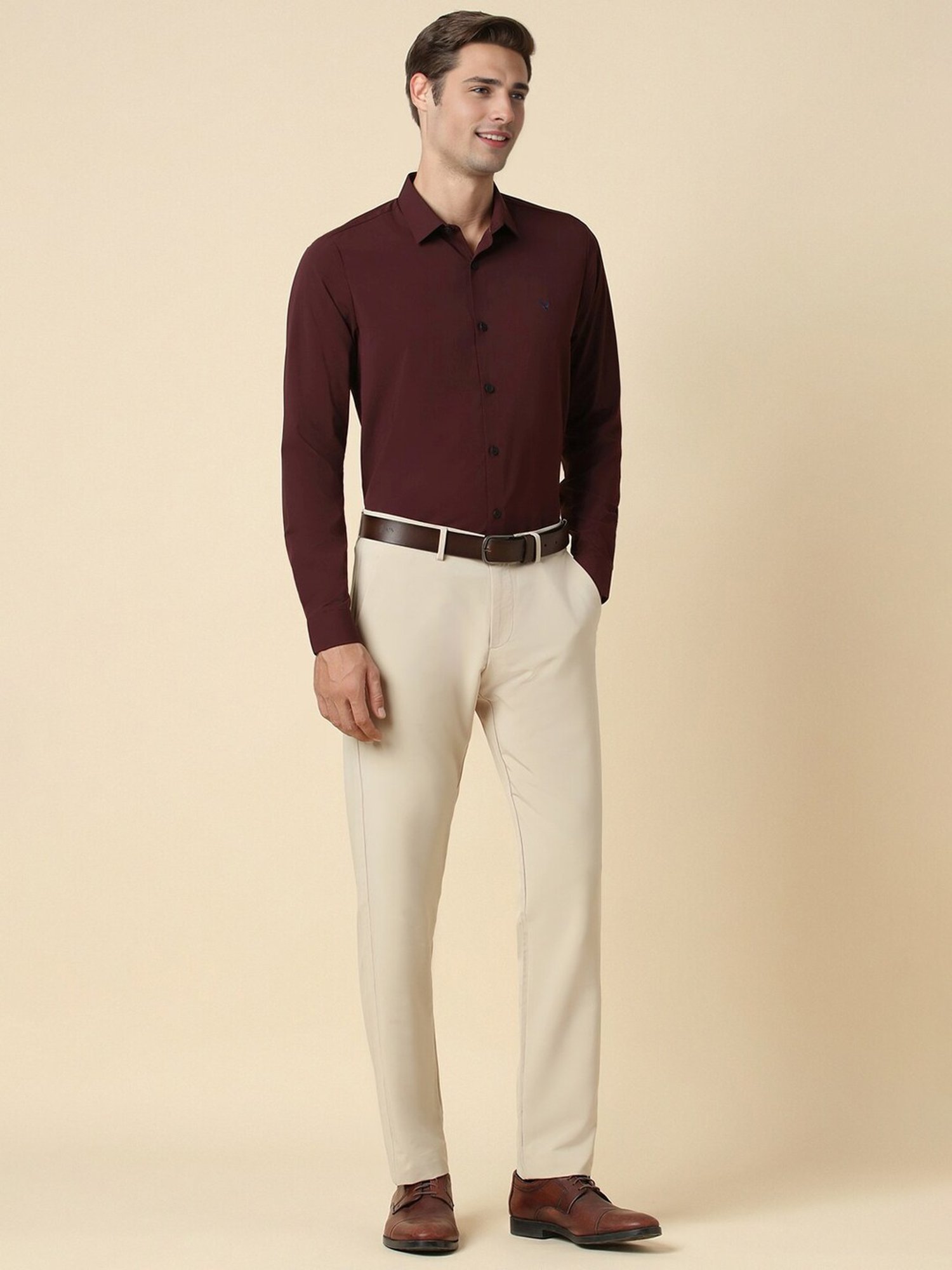 Allen Solly Maroon Slim Fit Shirt