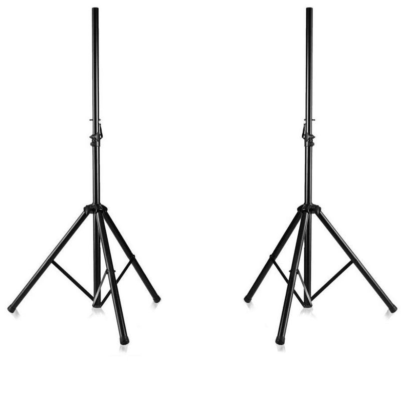 Pyle PSTK107 Universal Dual Performance Recording Speaker Tripod Stand Mount Holders Kit with Adjustable Height, Black (2 Pack)