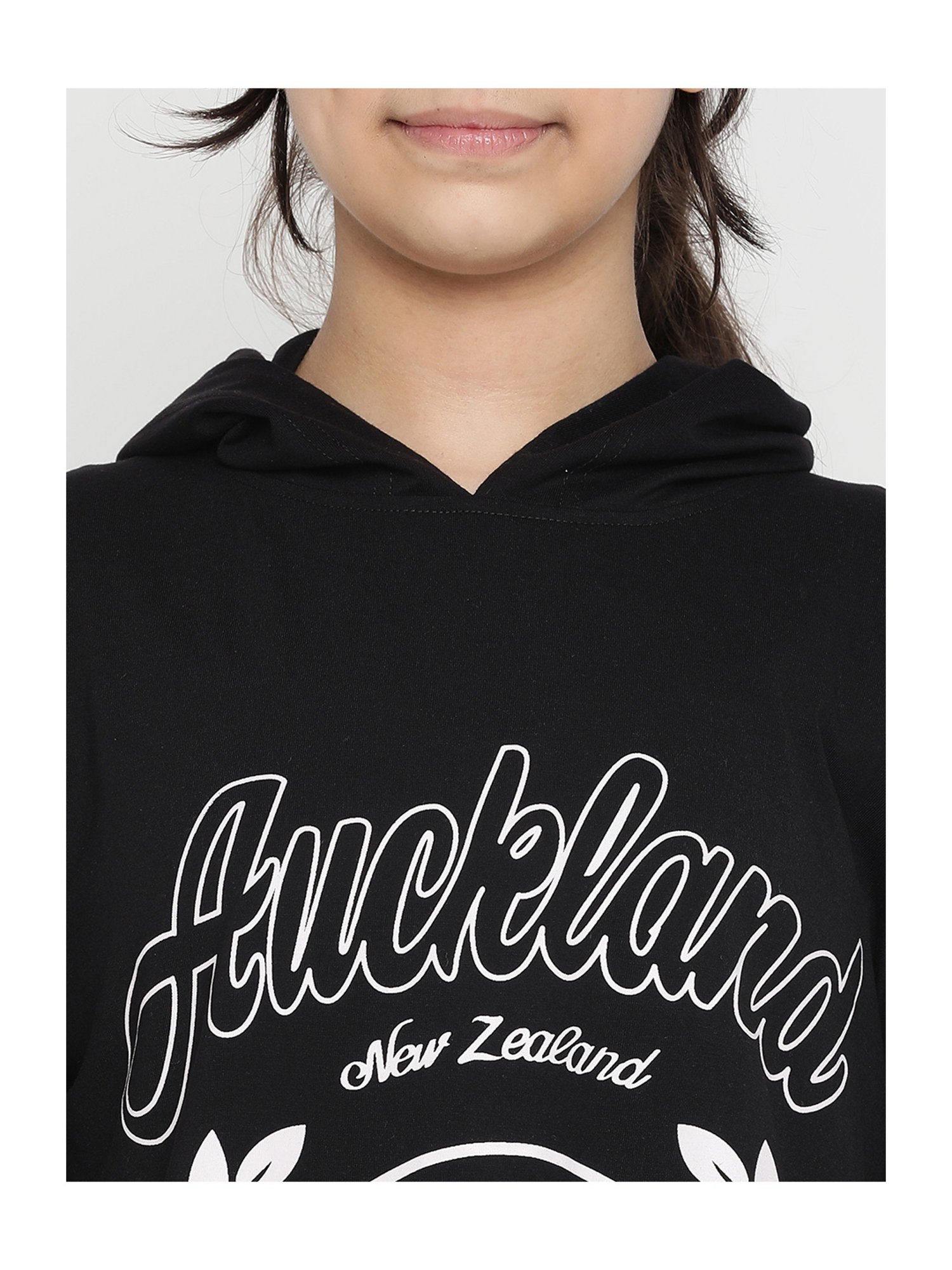 Lil Tomatoes Kids Black Graphic Print Full Sleeves Crop Top