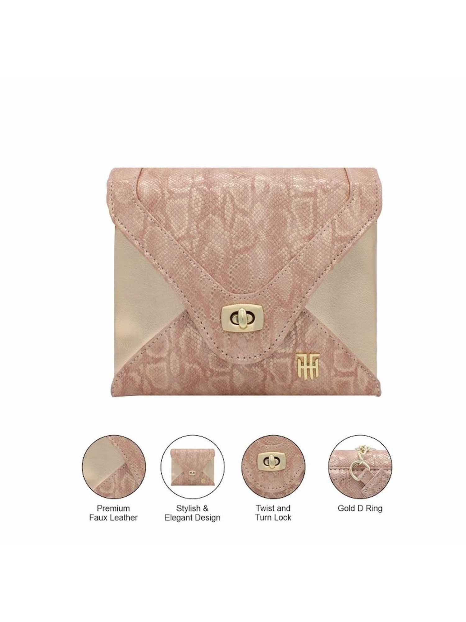THE HOLISTIK Glititer Rose Gold Textured Medium Handbag
