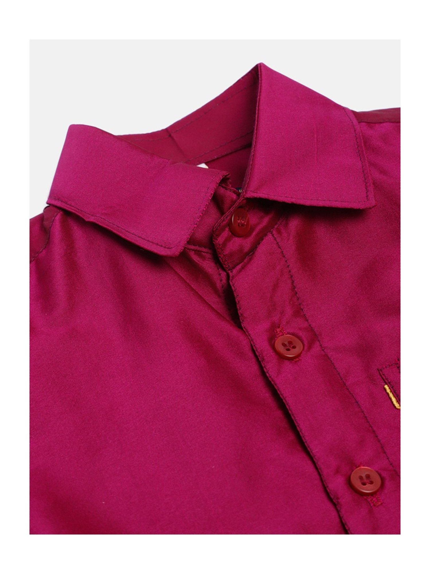 THANGAMAGAN Kids Dark Pink Solid Shirt