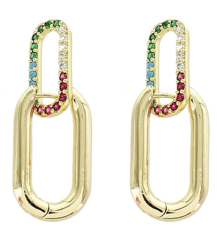Panacea Multi Crystal Gold Link Earrings