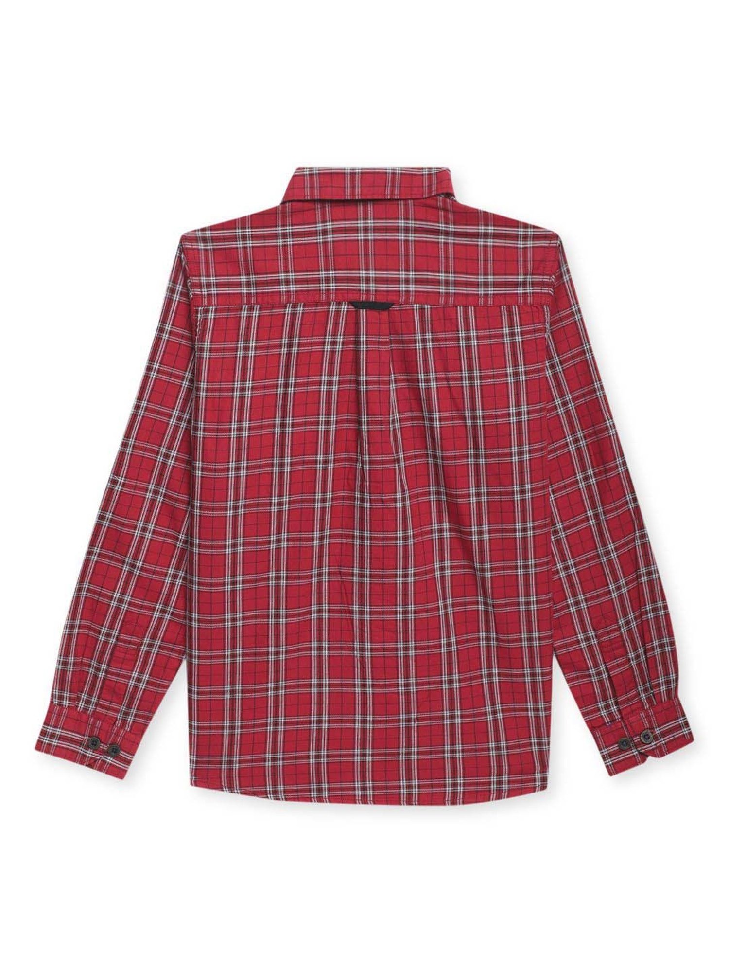 Cantabil Kids Red Cotton Chequered Full Sleeves Shirt