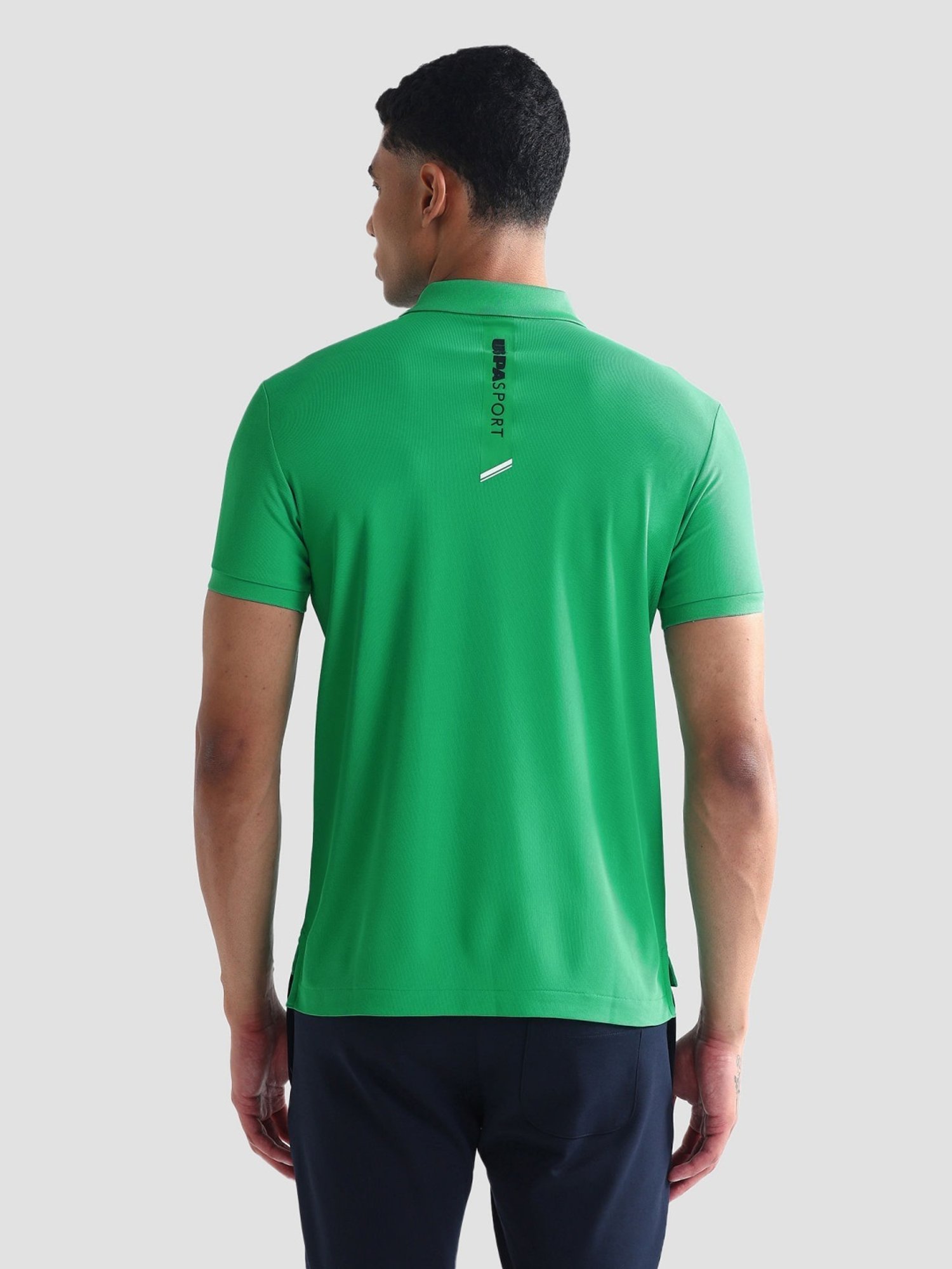 USPA Active Green Slim Fit Printed Sports Polo
