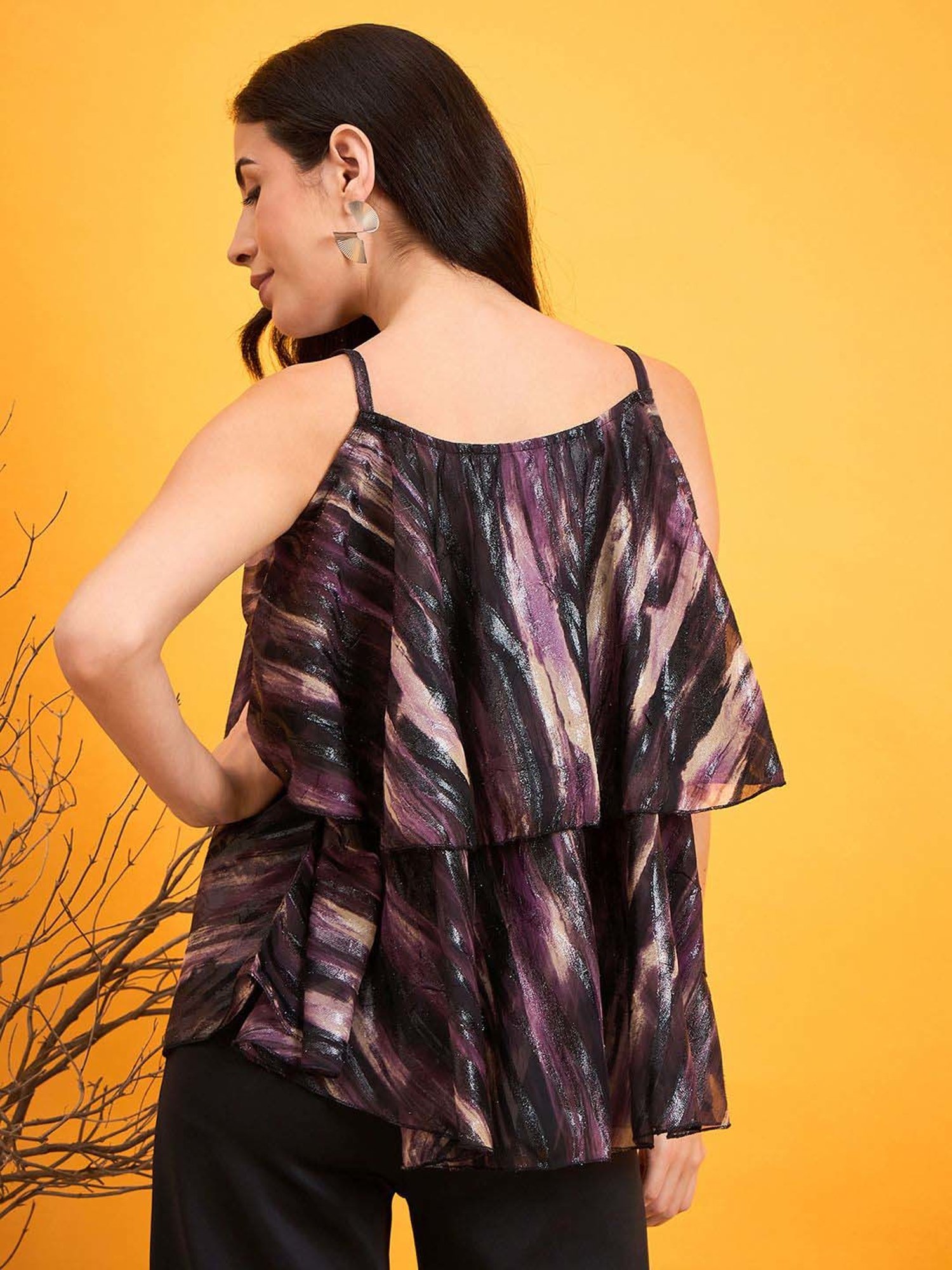 The Kaftan Company Purple Ombre Print Top