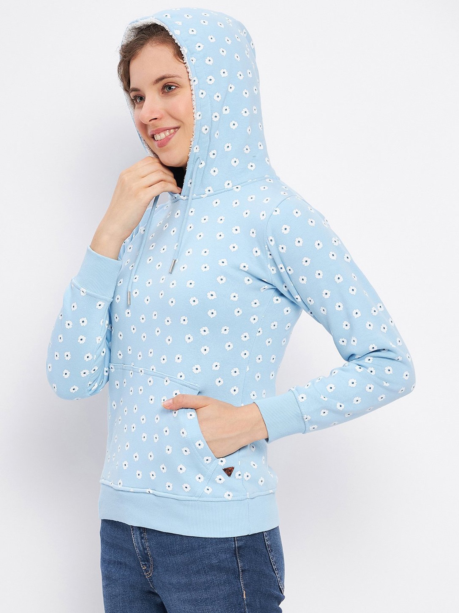 Duke Powder Blue Printed Hoodie