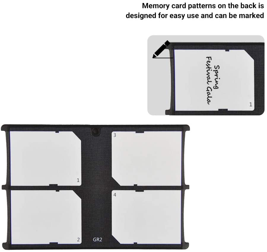 4 Slots Memory Card Case Holder Organizer Storage for SD Cards Slim Ultra-Thin Credit Card Size Lightweight Portable SD SDHC SDXC Memory Card Carrying Case