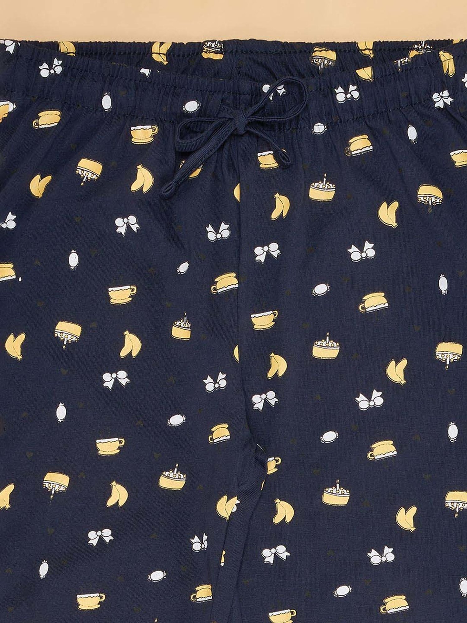 YU by Pantaloons Girls Maroon & Navy Cotton Printed Pajamas (Pack of 2)