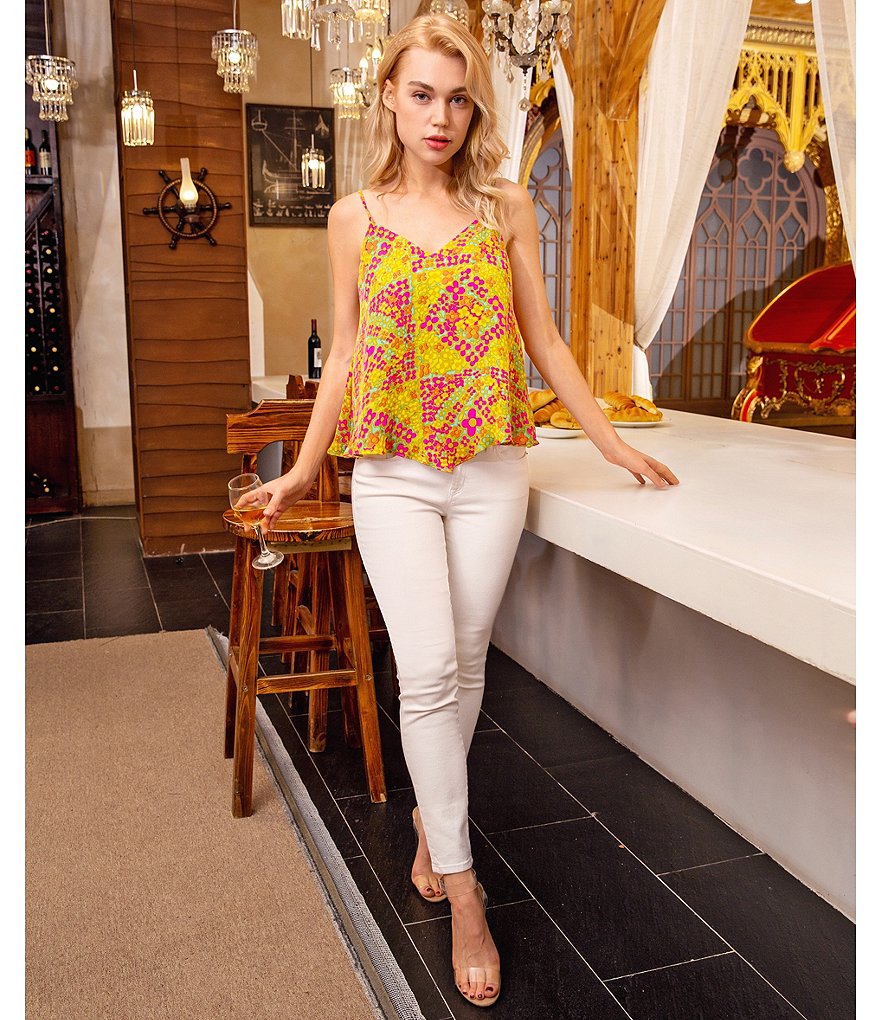 Julie Brown Tory Printed Sleeveless Coordinating V-Neck Tank