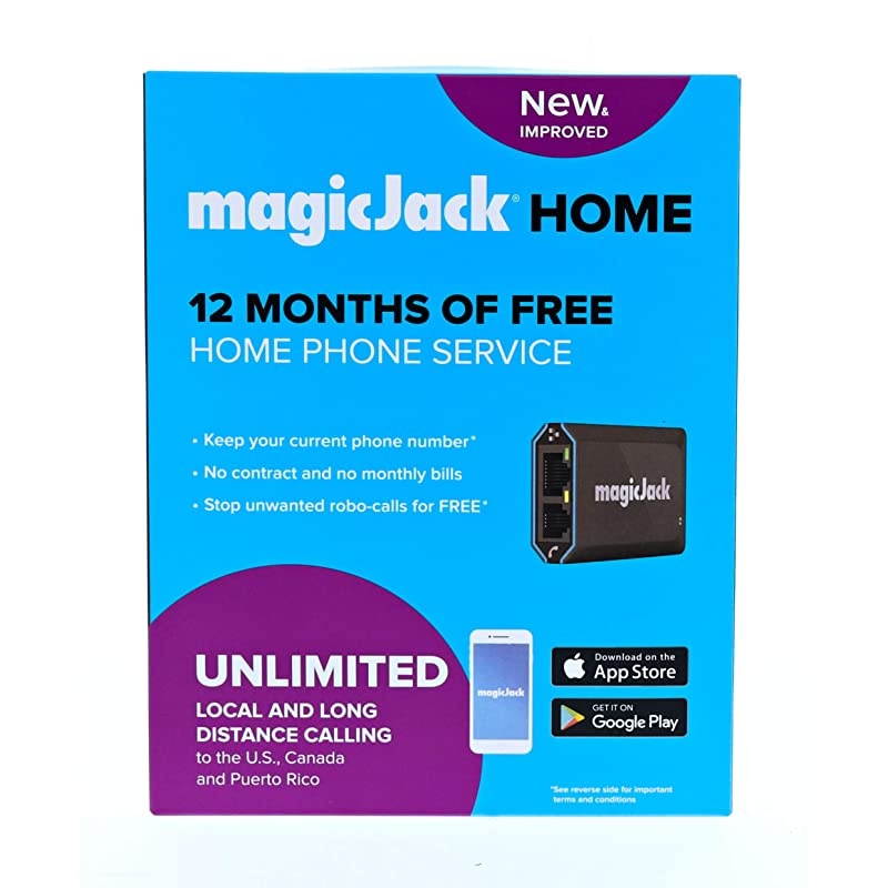 Home VoIP Phone Adapter | Portable Home & Digital Phone Service | Unlimited Local & Long Distance Calls to US and Canada | Includes 12 months of Service | Most Recent Model - Latest Version