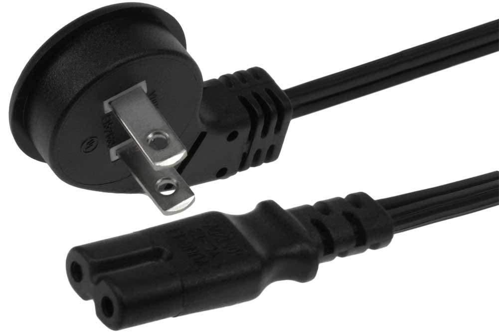 SF Cable 15ft Ultra Low Profile Angle Non-Polarized Power Cord NEMA 1-15P to IEC320 C7 18/2 AWG