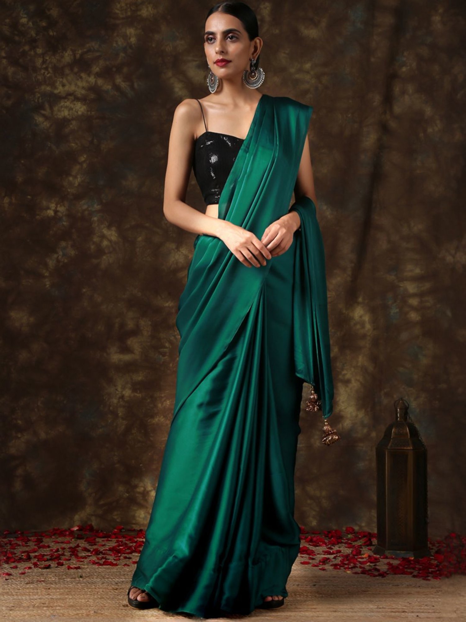 Swtantra Green Plain Saree