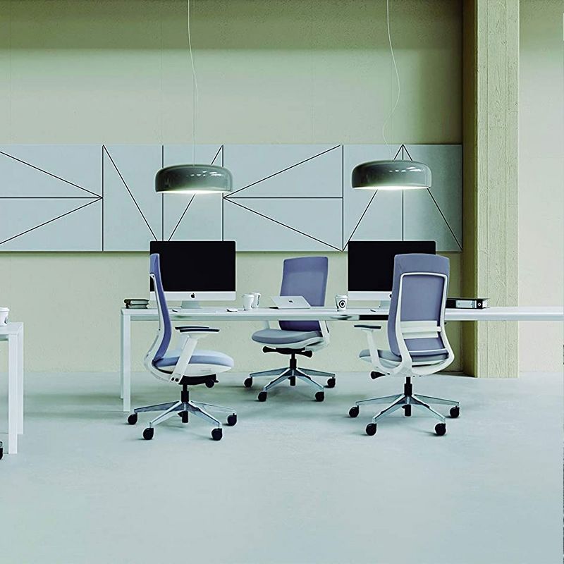 Eurotech Elevate Ergonomic Executive Adjustable Office Desk Chair with Synchro-Tilt, Tilt Lock, and Adjustable Seat and Arms, White Frame Gray Mesh