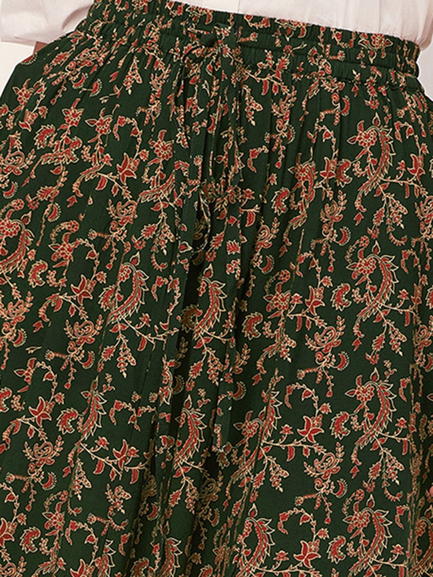 Moomaya Green Floral Print Skirt