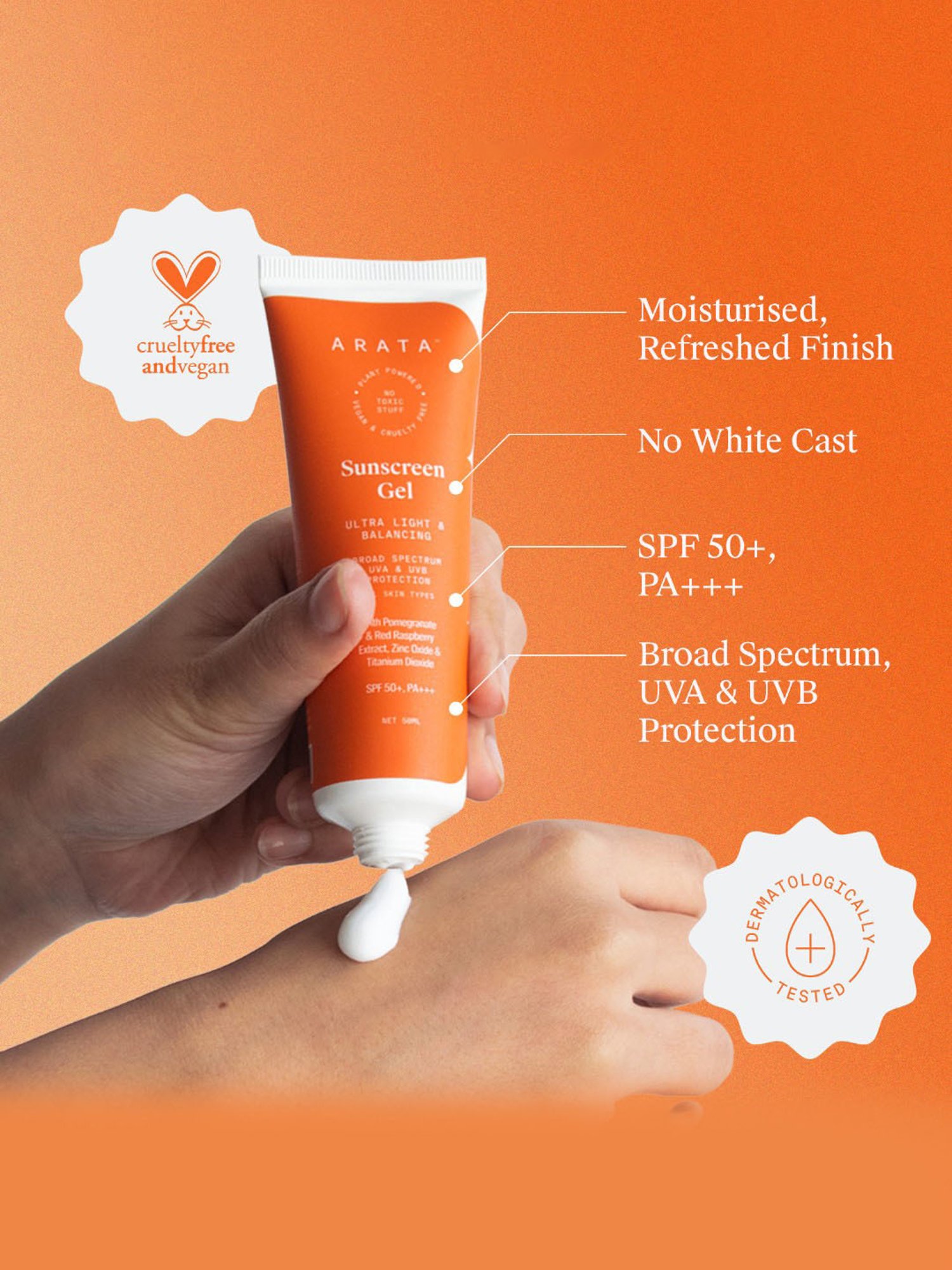 Arata Ultra Light & Balancing Sunscreen Gel with SPF 50+, PA+++ - 50 ml