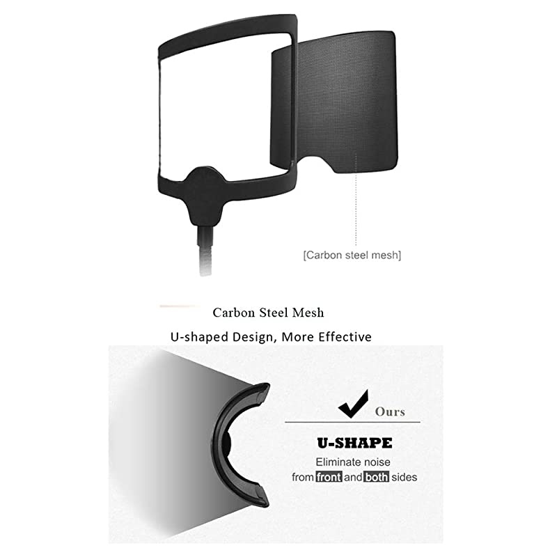 Heavy Duty Microphone Stand with Ushaped Steel Mesh Mic Pop Filter Suspension Boom Scissor Arm Stand Mic Clip Holder for Blue Yeti Snowball amp Other Mic in Recording Broadcasting Etc