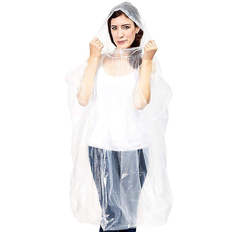 Juvale 10 Pack Adult Rain Poncho w/ Drawstring, Raincoats for Camping, Hiking, Sport or Outdoors (5 Colors)