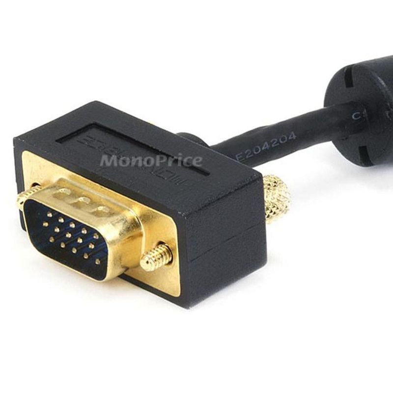 Monoprice Ultra Slim SVGA Super VGA Male to Male Monitor Cable - 3 Feet With Ferrites | 30/32AWG, Gold Plated Connector