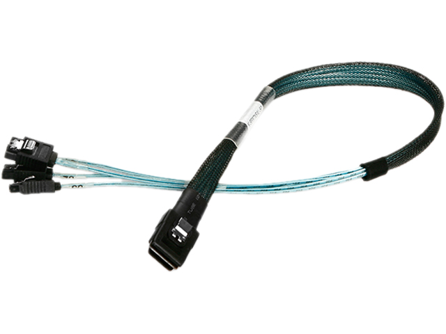 iStarUSA K-SF87XSAL-50 1.64 ft. miniSAS SFF-8087 to 4x SATA with Latch Forward Breakout 50 cm Cable