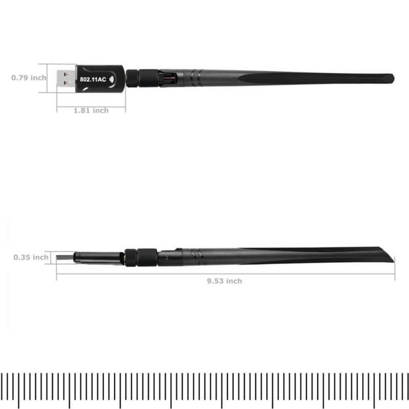 USB WiFi Adapter 1200Mbps Techkey USB 3.0 WiFi 802.11 ac Wireless Network Adapter with Dual Band 2.4GHz/300Mbps 5GHz/867Mbps High Gain Antenna for Desktop Windows XP/Vista / 7-10 Mac