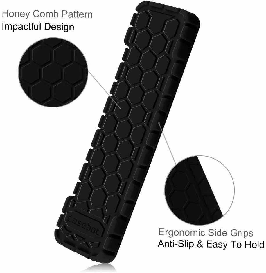 Fintie Protective Case for Apple TV 2 3 Remote Controller - CaseBot (Honey Comb Series) Light Weight (Anti Slip) Shock Proof Silicone Sleeve Cover, Black