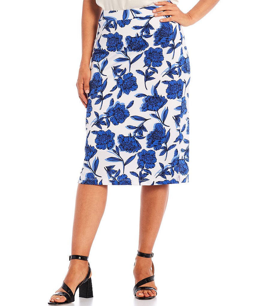 Kasper Petite Size Floral Print Midi Coordinating Pencil Skirt