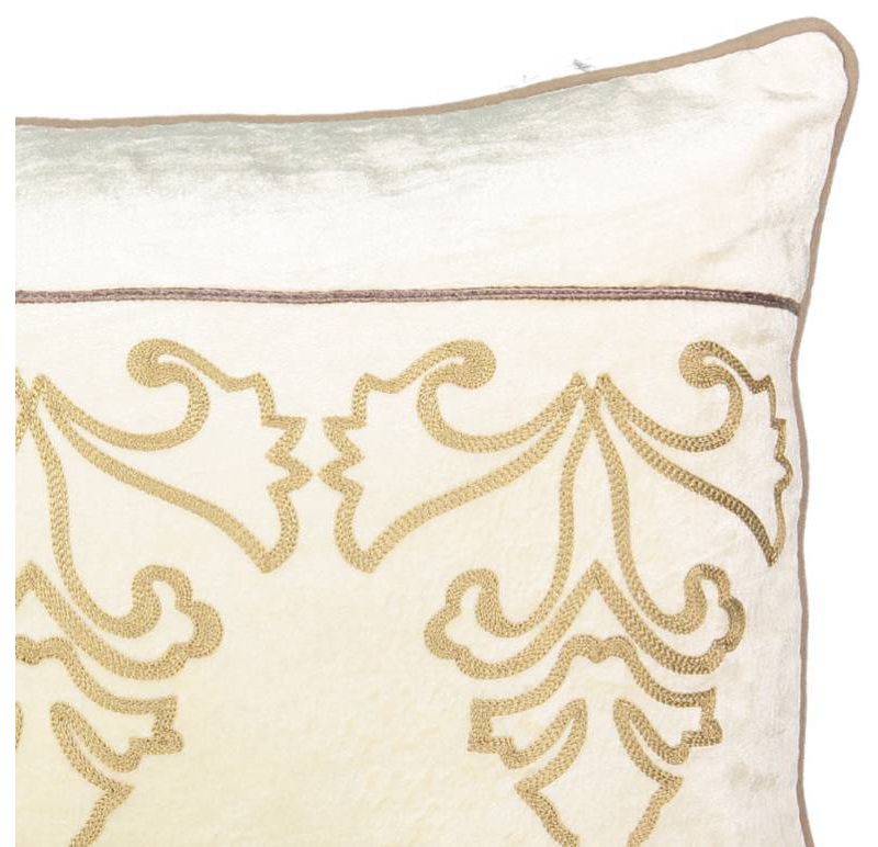 Beautyrest 14"x20" Sandrine Embroidered Throw Pillow Gold/Ivory