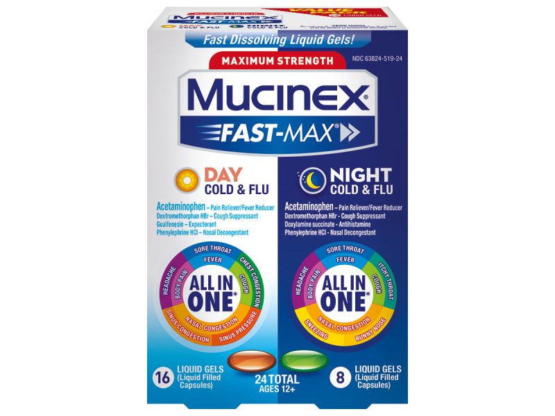 Mucinex Fast-Max Cold, Flu & Sore Throat Liquid Gels - Acetaminophen - 24ct