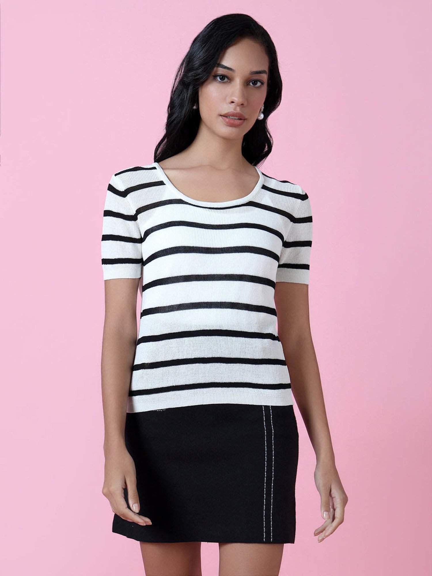SHOWOFF White Striped Top
