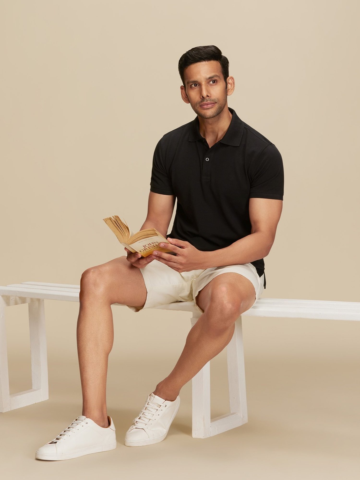 XYXX Pitch Black Cotton Regular Fit Polo T-Shirts