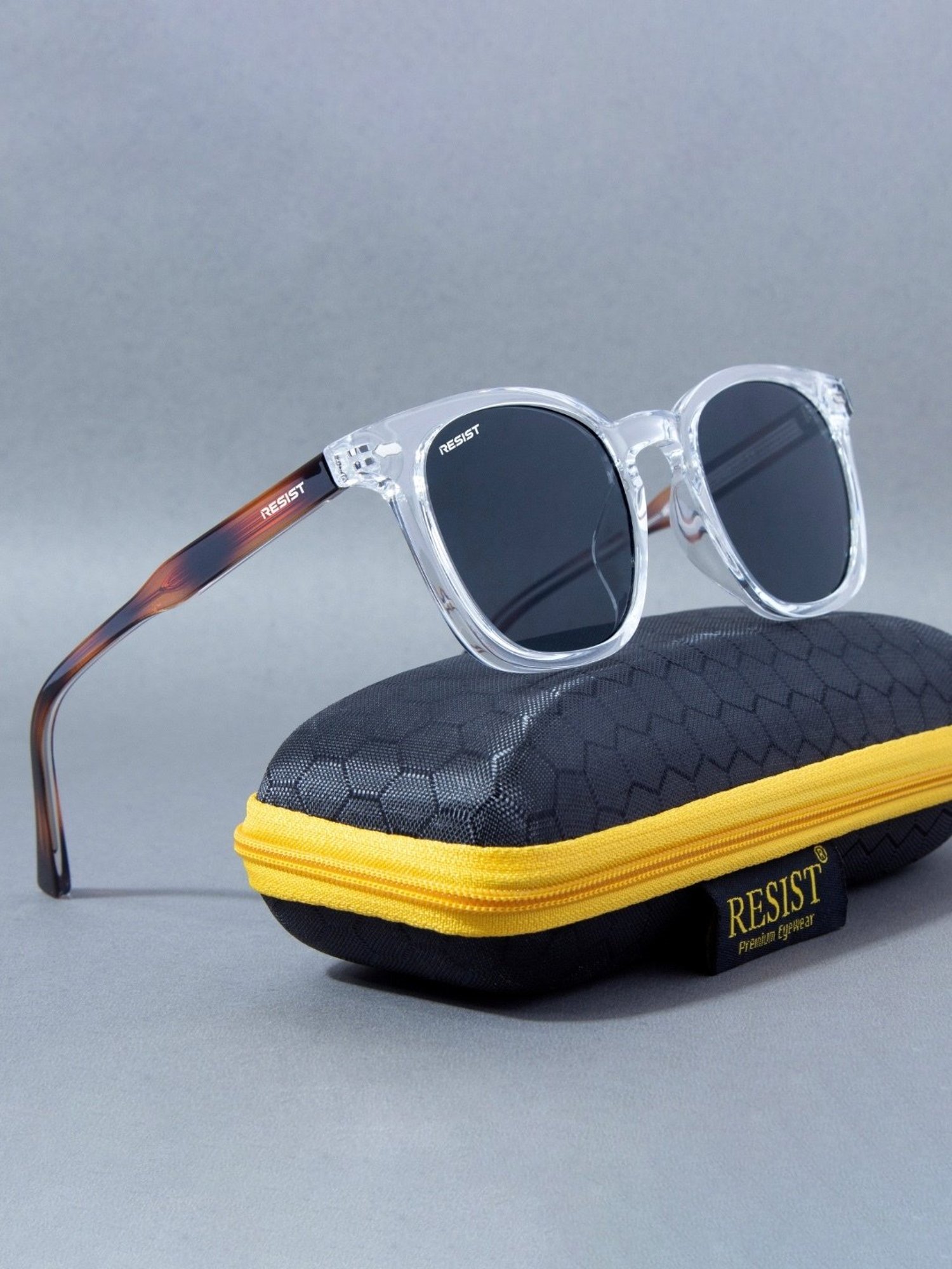 Resist Eyewear Black Wayfarer uv protected Unisex Sunglasses