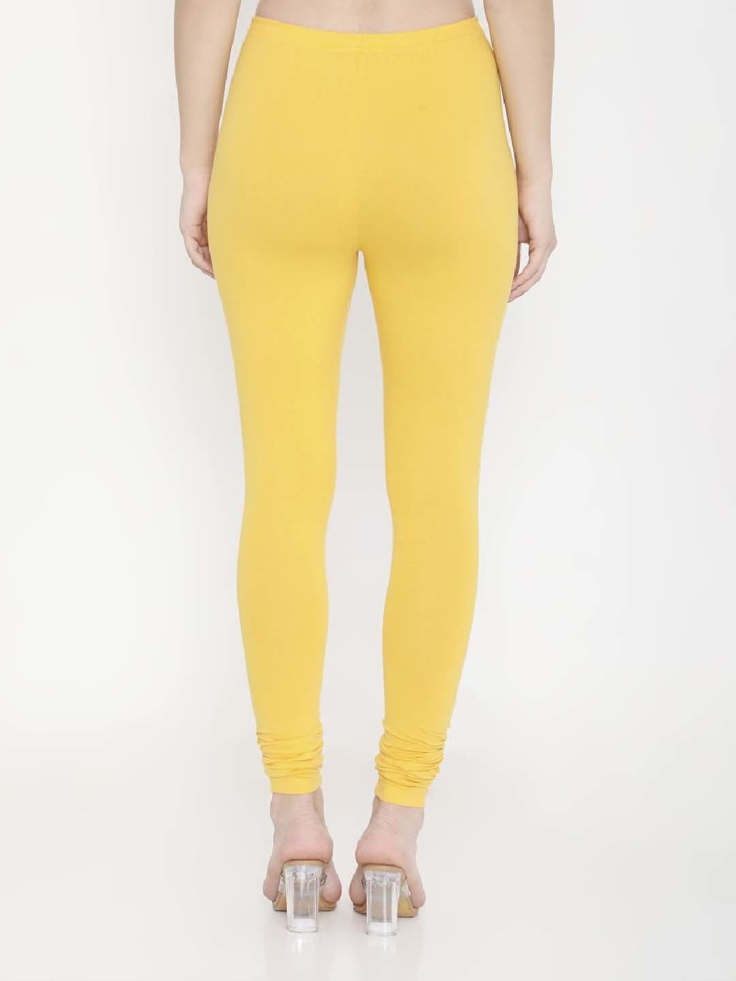 FEELINGS Yellow Plain Churidar Leggings