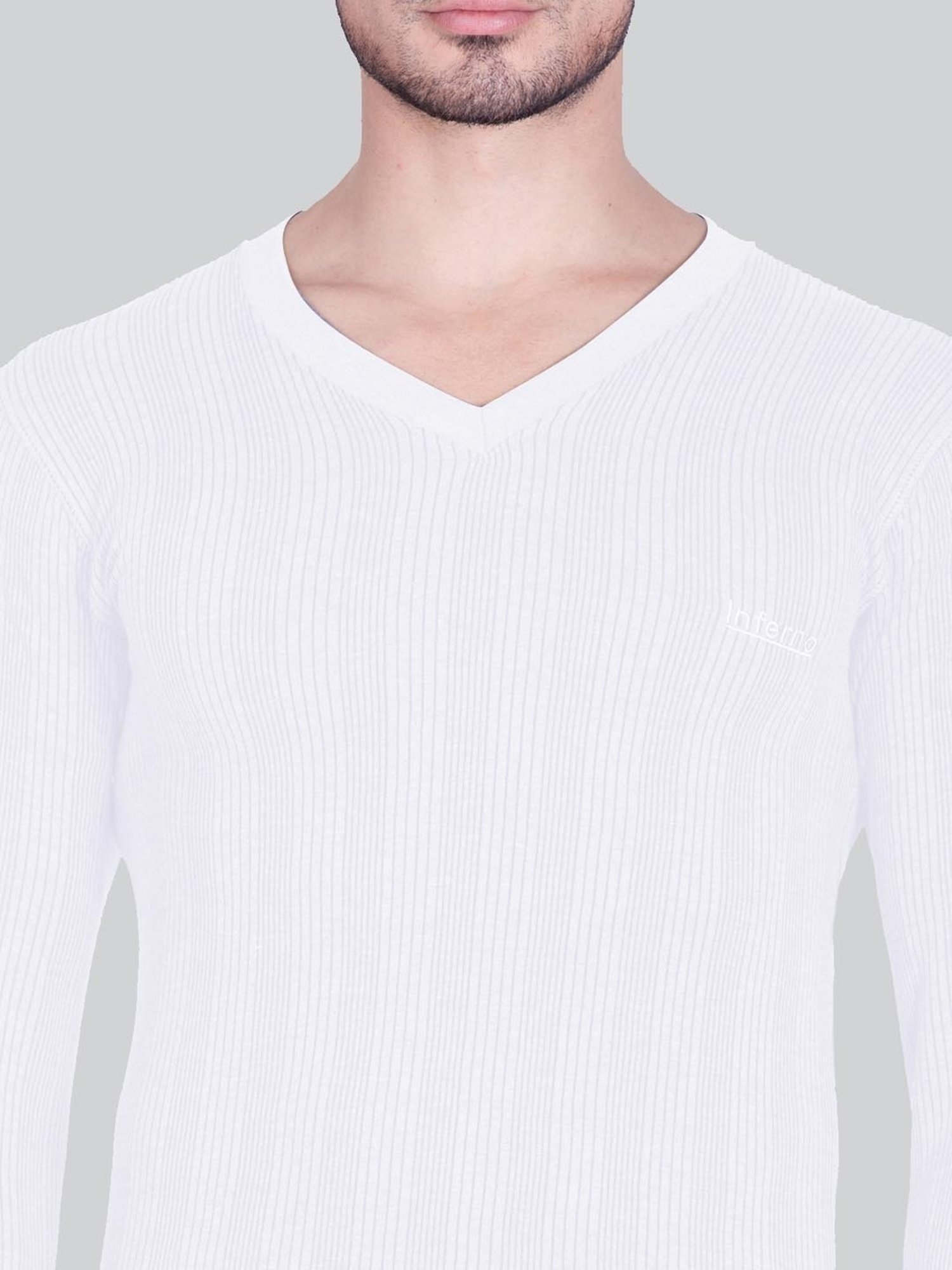 LUX Inferno White Skinny Fit Striped Thermal Set