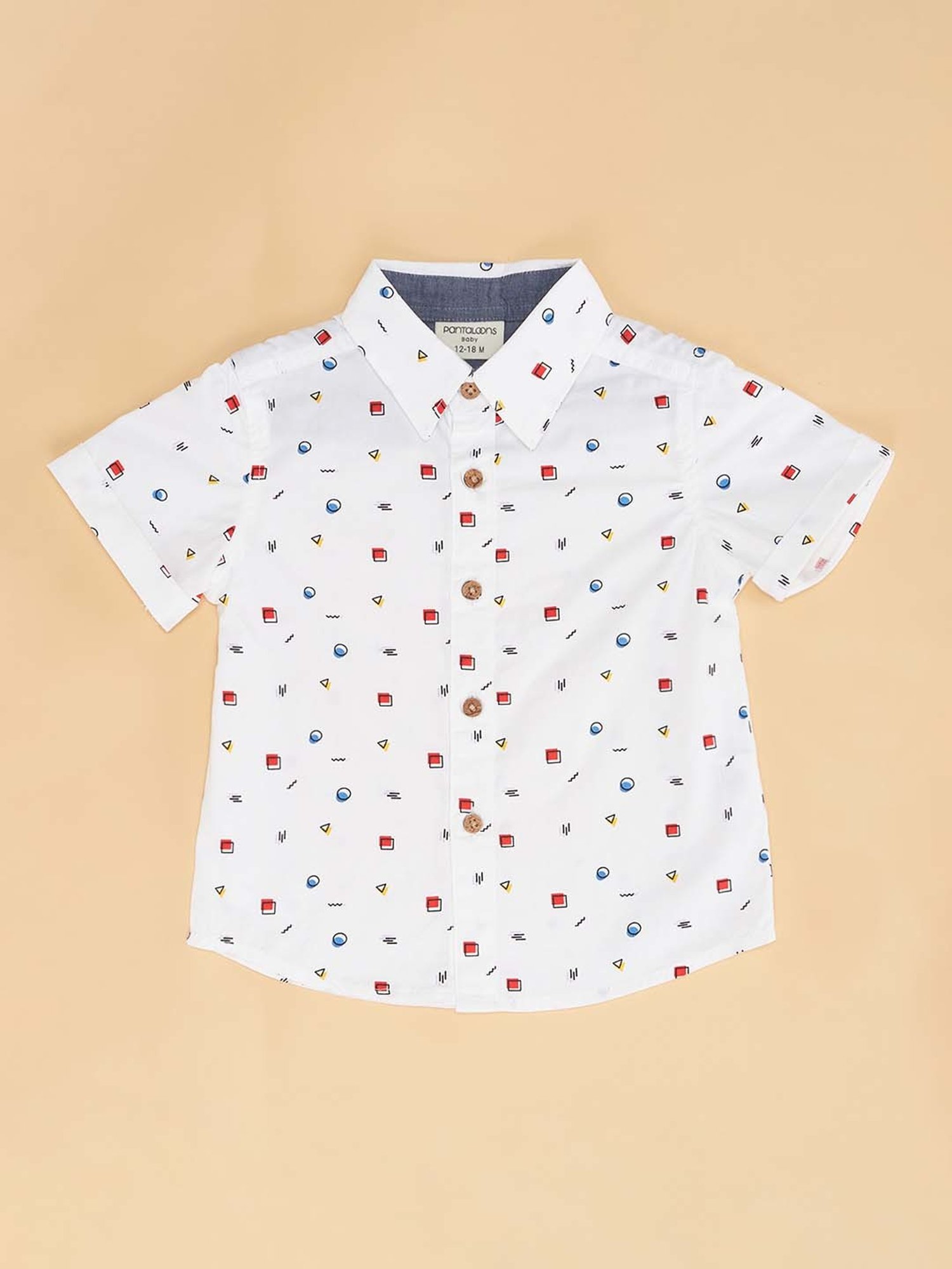 Pantaloons Baby White Cotton Printed Shirt