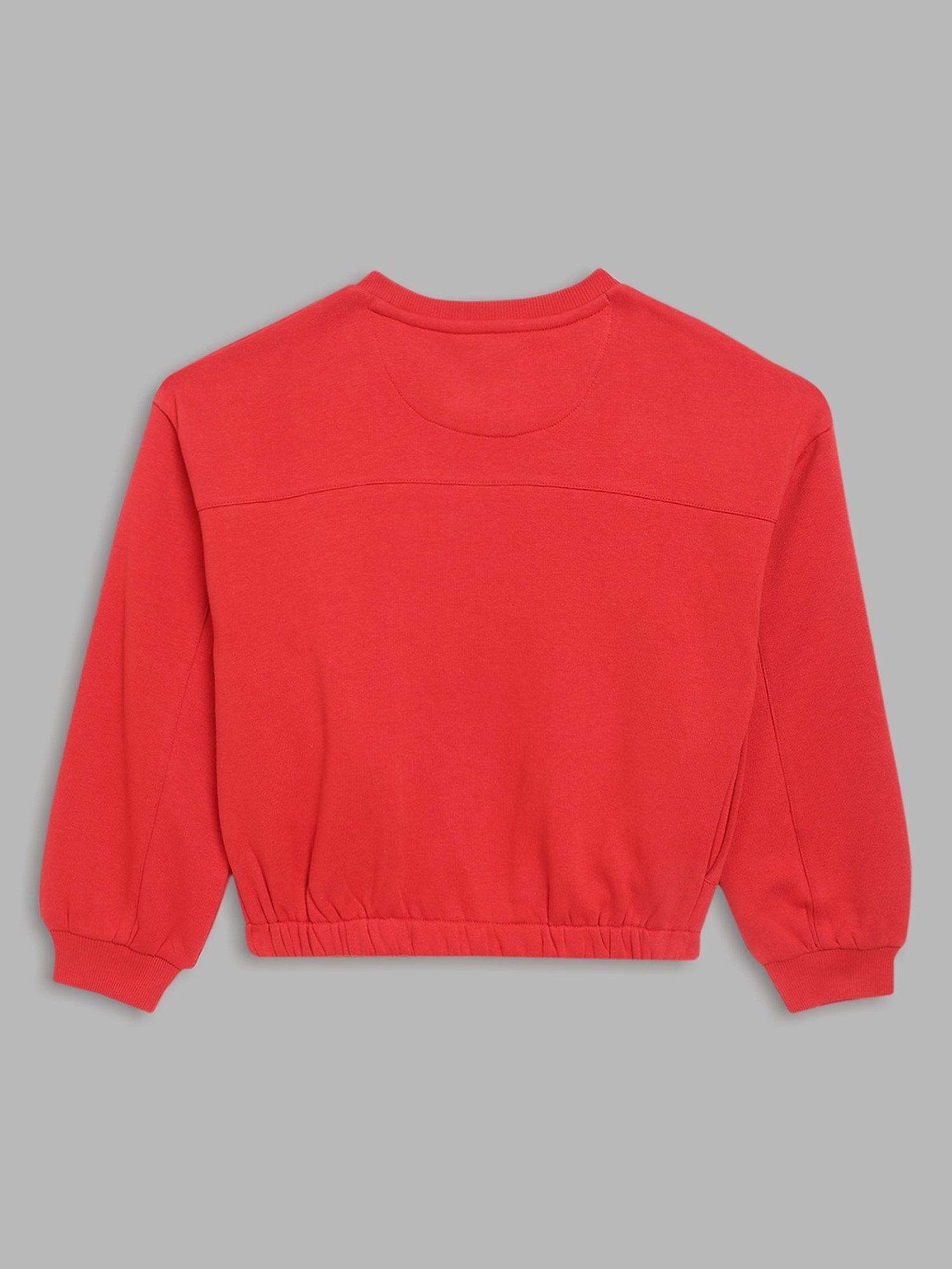 Elle Kids Red Cotton Embellished Full Sleeves Sweatshirt