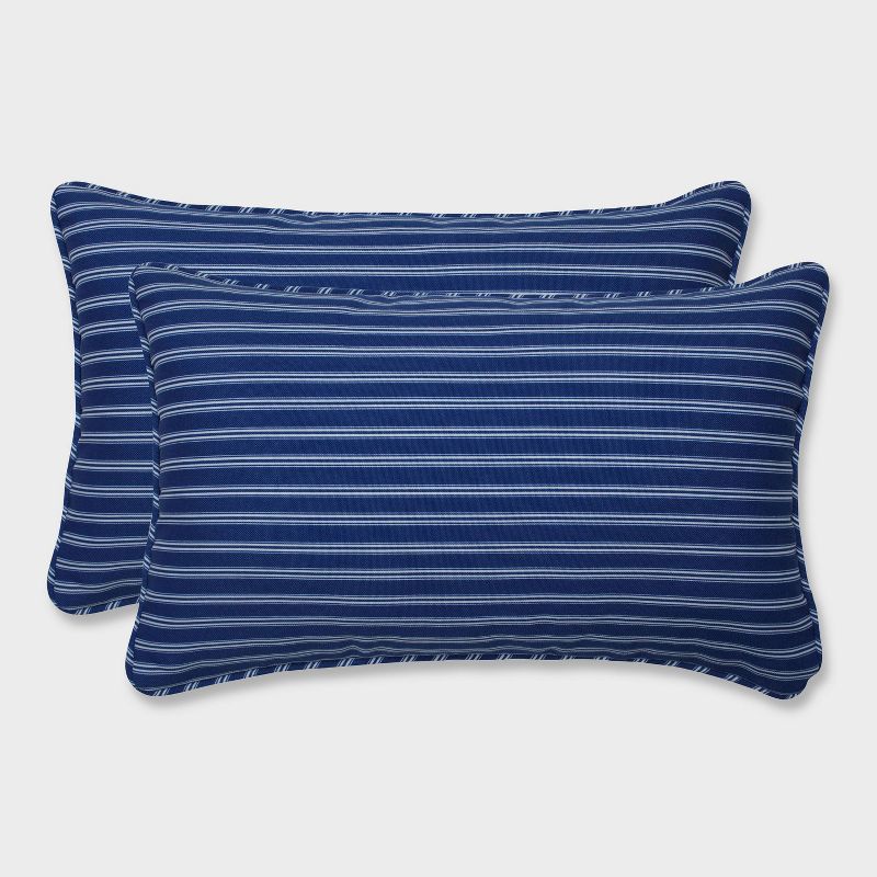 2pk Resort Stripe Rectangular Throw Pillows Blue - Pillow Perfect
