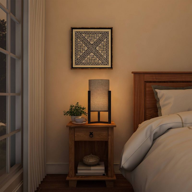 Cylinder Lamp with Column Wood Base (Includes LED Light Bulb)