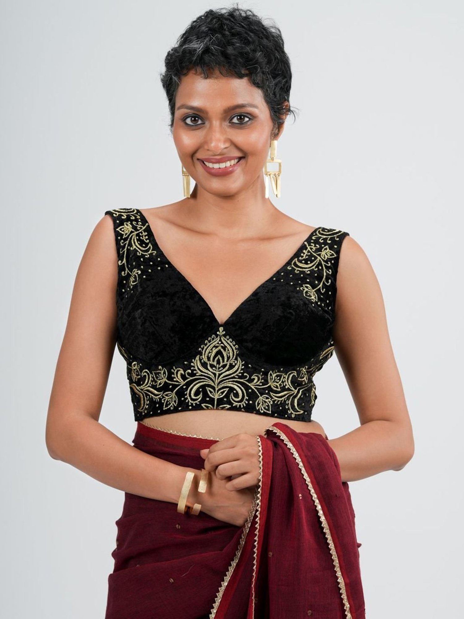 Suta Black Embroidered Blouse