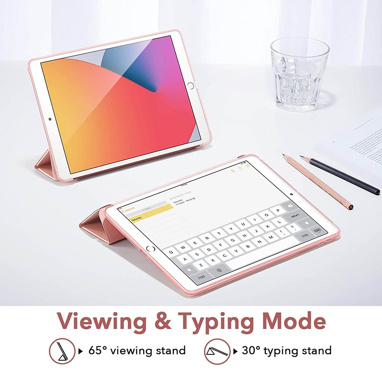 ESR Slim Case for iPad 8th Gen (2020)/7th Gen (2019) [Auto Sleep/Wake Cover] [Flexible Back with Viewing/Typing Stand] Rebound Series &ndash; Rose Gold